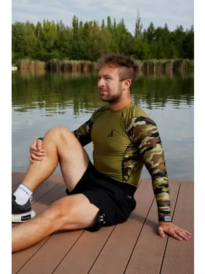Compresia funcțională a bărbaților T -thirt premium ALTISPORT VOJ/ALM038TR03 GREEN/KAKI