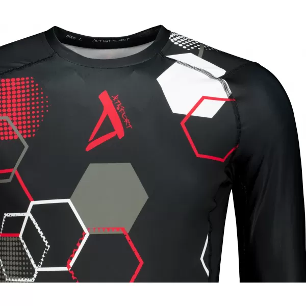  Tricou de compresie funcțional premium pentru bărbați ALTISPORT VOJ/ALM037TR03 NEGRU ȘI ROȘU 