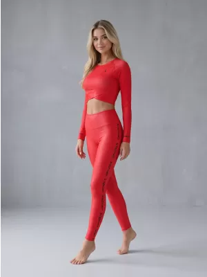 Crop top funcțional premium pentru femei, cu mâneci lungi ALTISPORT VOJ/ALW000TR04 ROȘU