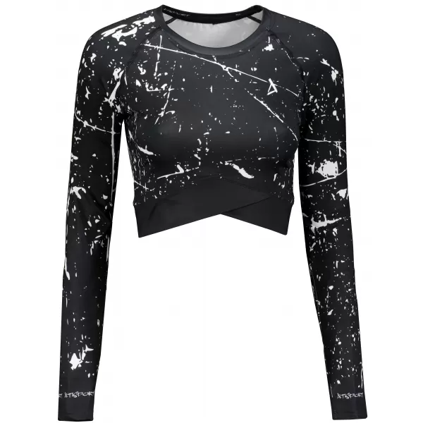  Crop top funcțional premium pentru femei, cu mâneci lungi ALTISPORT VOJ/ALW034TR04 NEGRU 