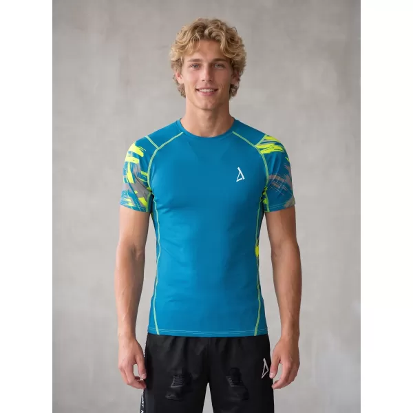  Tricou de compresie funcțional premium cu mâneci scurte pentru bărbați ALTISPORT VOJ/ALM039TR04 KEROSENUL 