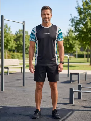 Tricou funcțional premium pentru bărbați ALTISPORT VOJ/ALM043TR01 NEGRU ȘI ALBASTRU