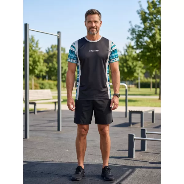  Tricou funcțional premium pentru bărbați ALTISPORT VOJ/ALM043TR01 NEGRU ȘI ALBASTRU 