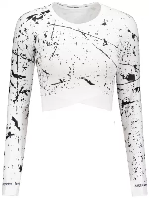 Crop top funcțional premium pentru femei, cu mâneci lungi ALTISPORT VOJ/ALW034TR04 ALB