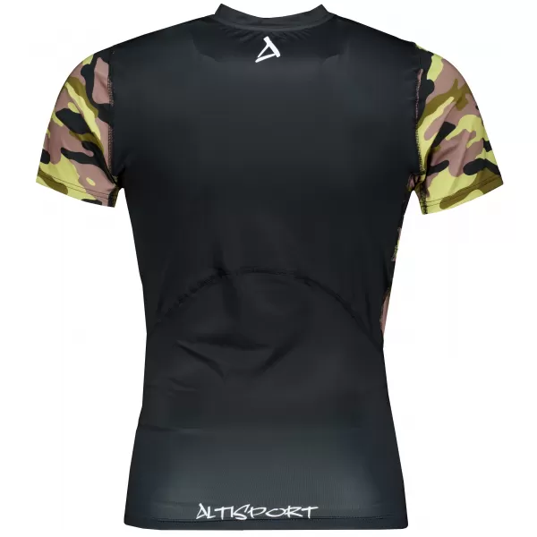  Tricou de compresie funcțional premium cu mâneci scurte pentru bărbați ALTISPORT VOJ/ALM038TR04 NEGRU ȘI VERDE 