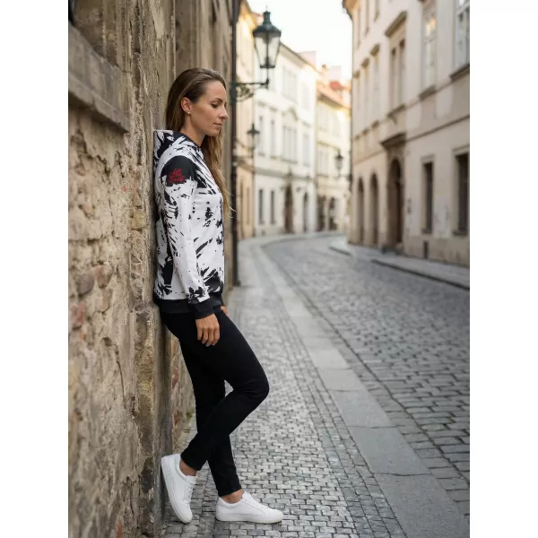  Hanorac funcțional premium pentru femei ALTISPORT VOJ/ALW036MI01 ALB ABSTRACTIE 