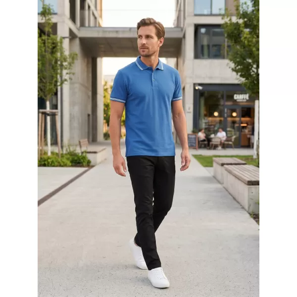  Tricou pentru bărbați cu guler ALTISPORT NoPrint NP/ALM912 ALBASTRU AZUR 