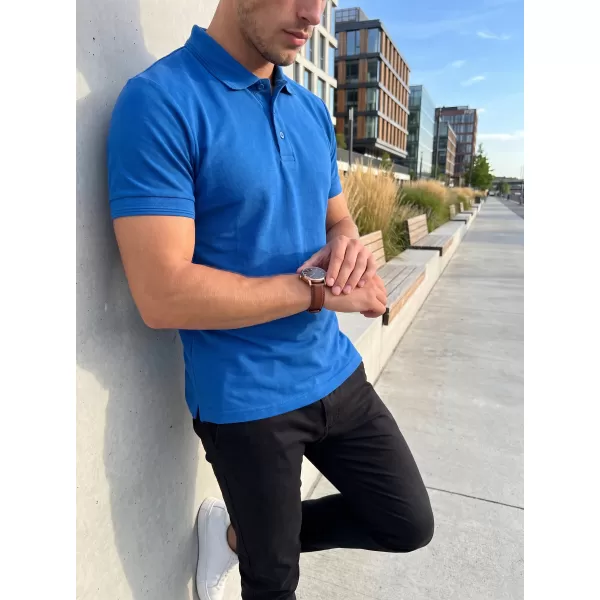  Tricou pentru bărbați cu guler ALTISPORT NoPrint NP/ALM302 ALBASTRU AZUR 