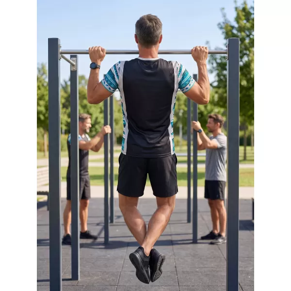 Tricou funcțional premium pentru bărbați ALTISPORT VOJ/ALM043TR01 NEGRU ȘI ALBASTRU 