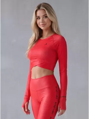 Crop top funcțional premium pentru femei, cu mâneci lungi ALTISPORT VOJ/ALW000TR04 ROȘU