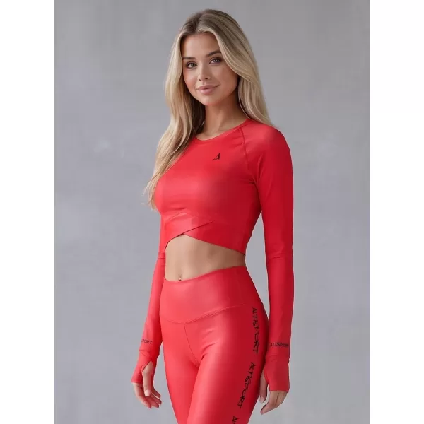 Crop top funcțional premium pentru femei, cu mâneci lungi ALTISPORT VOJ/ALW000TR04 ROȘU 