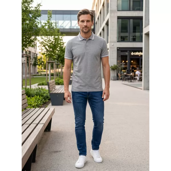  Tricou pentru bărbați cu guler ALTISPORT NoPrint NP/ALM912 EVIDENȚIERI GRI ÎNCHIS 