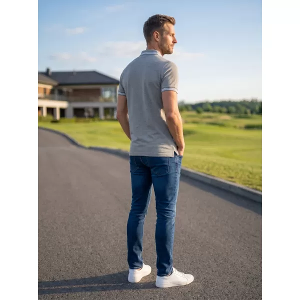  Tricou pentru bărbați cu guler ALTISPORT NoPrint NP/ALM912 EVIDENȚIERI GRI ÎNCHIS 