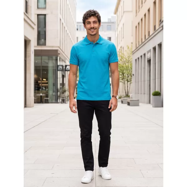  Tricou pentru bărbați cu guler ALTISPORT NoPrint NP/ALM302 TURCOAZ 