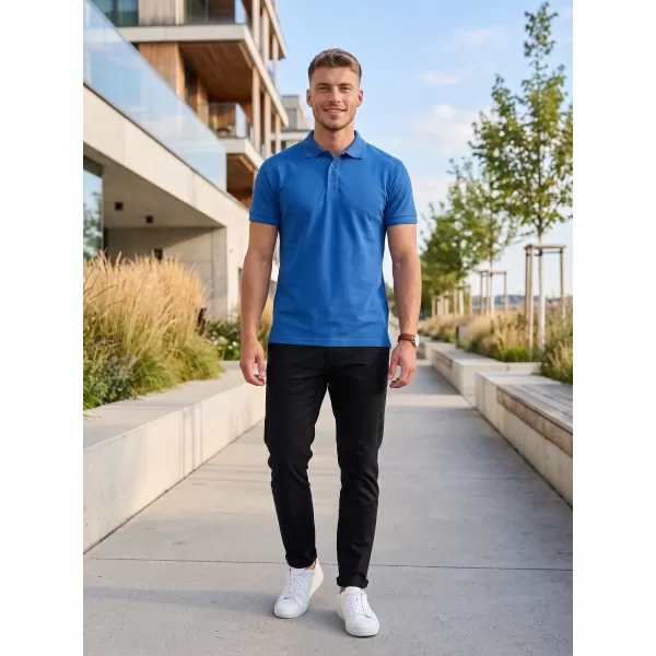  Tricou pentru bărbați cu guler ALTISPORT NoPrint NP/ALM302 ALBASTRU AZUR 