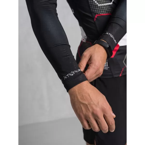  Tricou de compresie funcțional premium pentru bărbați ALTISPORT VOJ/ALM037TR03 NEGRU ȘI ROȘU 