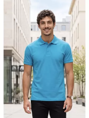 Tricou pentru bărbați cu guler ALTISPORT NoPrint NP/ALM302 TURCOAZ