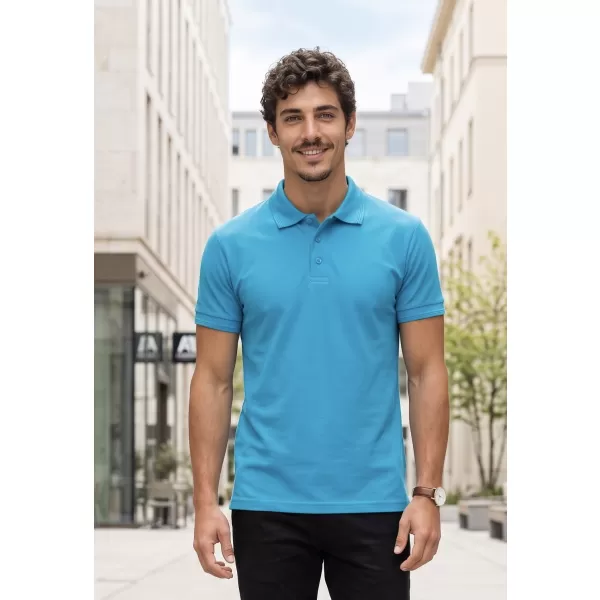  Tricou pentru bărbați cu guler ALTISPORT NoPrint NP/ALM302 TURCOAZ 
