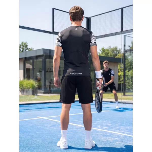  Tricou de compresie funcțional premium cu mâneci scurte pentru bărbați ALTISPORT VOJ/ALM038TR04 ALB-NEGRU 