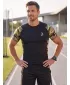 Tricou de compresie funcțional premium cu mâneci scurte pentru bărbați ALTISPORT VOJ/ALM038TR04 NEGRU ȘI VERDE