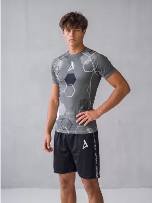 Tricou de compresie funcțional premium cu mâneci scurte pentru bărbați ALTISPORT VOJ/ALM037TR04 GRI