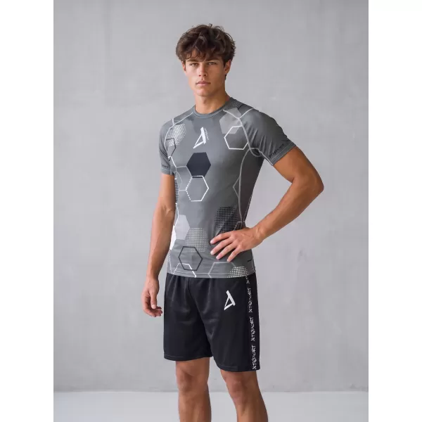  Tricou de compresie funcțional premium cu mâneci scurte pentru bărbați ALTISPORT VOJ/ALM037TR04 GRI 