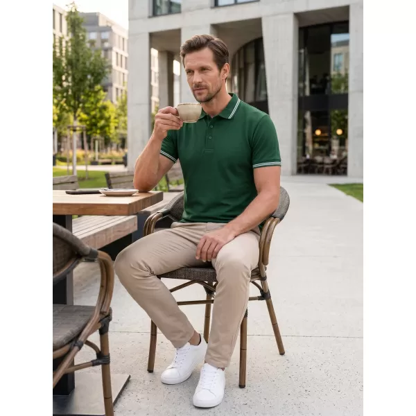  Tricou pentru bărbați cu guler ALTISPORT NoPrint NP/ALM912 VERDE INCHIS 