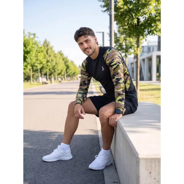  Compresia funcțională a bărbaților T -thirt premium ALTISPORT VOJ/ALM038TR03 NEGRU -GREEN 