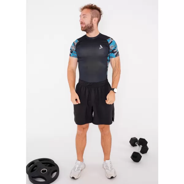  Tricou de compresie funcțional premium cu mâneci scurte pentru bărbați ALTISPORT VOJ/ALM038TR04 KEROSEN/NEGRU 