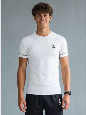 Tricou de compresie funcțional premium cu mâneci scurte pentru bărbați ALTISPORT VOJ/ALM000TR04 ALB