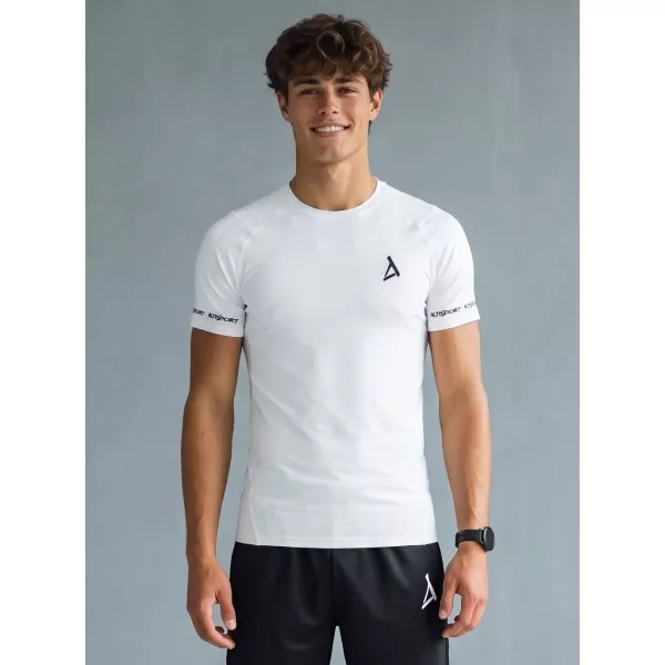  Tricou de compresie funcțional premium cu mâneci scurte pentru bărbați ALTISPORT VOJ/ALM000TR04 ALB 