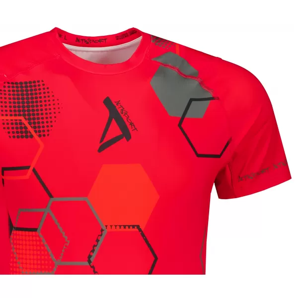  Tricou de compresie funcțional premium cu mâneci scurte pentru bărbați ALTISPORT VOJ/ALM037TR04 ROȘU 