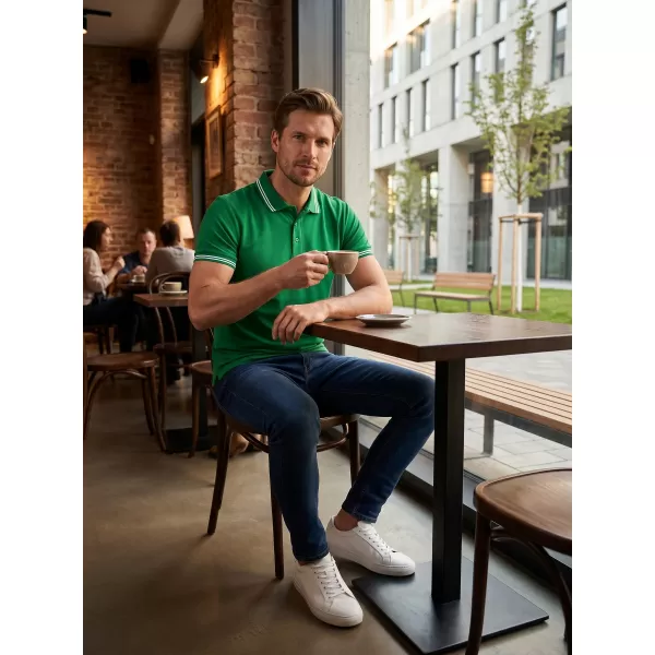  Tricou pentru bărbați cu guler ALTISPORT NoPrint NP/ALM912 VERDE MEDIU 