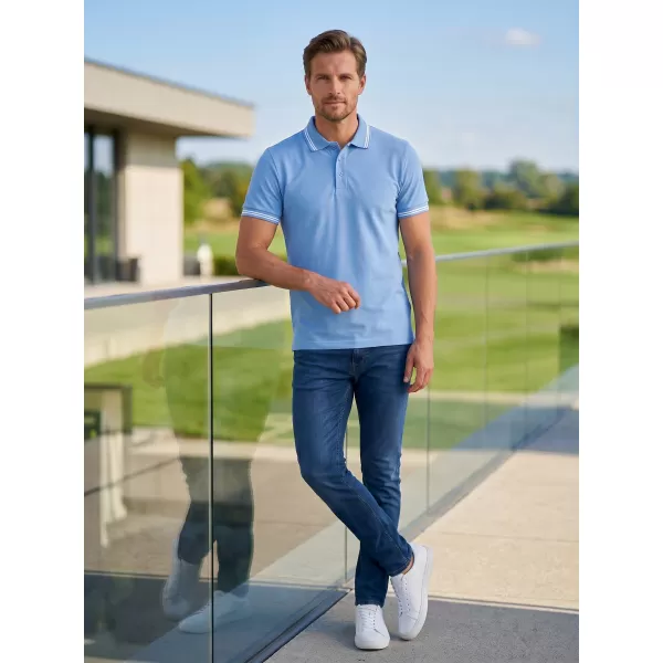  Tricou pentru bărbați cu guler ALTISPORT NoPrint NP/ALM912 CER ALBASTRU 