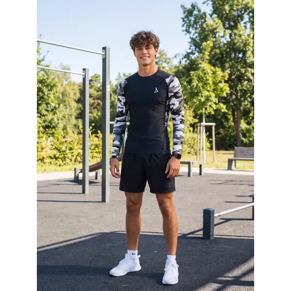  Compresia funcțională a bărbaților T -thirt premium ALTISPORT VOJ/ALM038TR03 ALB -NEGRU 