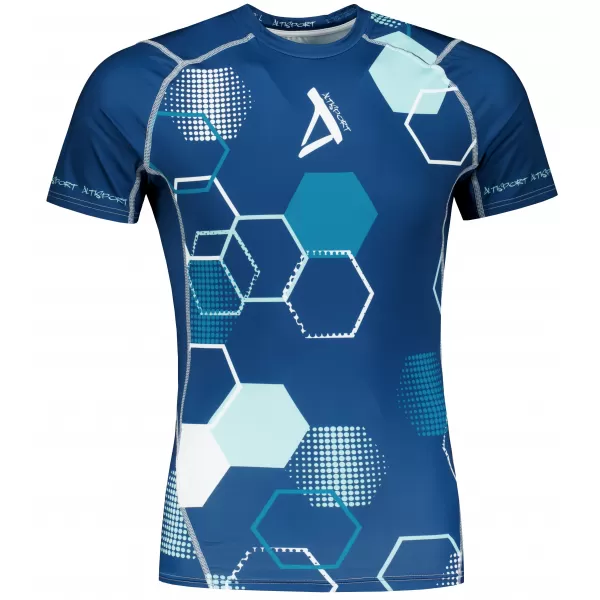  Tricou de compresie funcțional premium cu mâneci scurte pentru bărbați ALTISPORT VOJ/ALM037TR04 ALBASTRU MARIN 