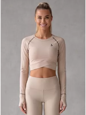 Crop top funcțional premium pentru femei, cu mâneci lungi ALTISPORT VOJ/ALW000TR04 MARO