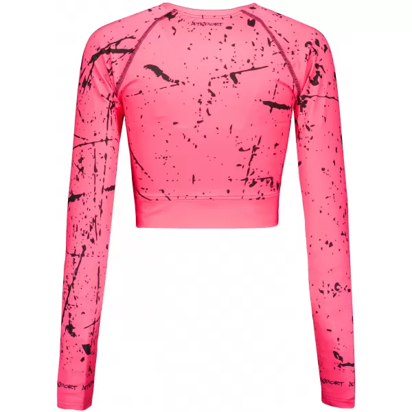  Crop top funcțional premium pentru femei, cu mâneci lungi ALTISPORT VOJ/ALW034TR04 ROZ FLUO 