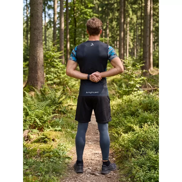  Tricou de compresie funcțional premium cu mâneci scurte pentru bărbați ALTISPORT VOJ/ALM038TR04 KEROSEN/NEGRU 