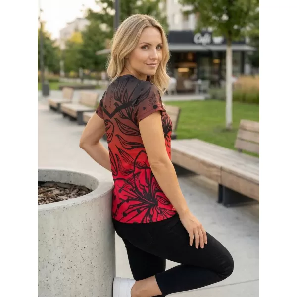  Tricou funcțional premium pentru femei ALTISPORT VOJ/ALW045TR01 ROȘU ȘI NEGRU 