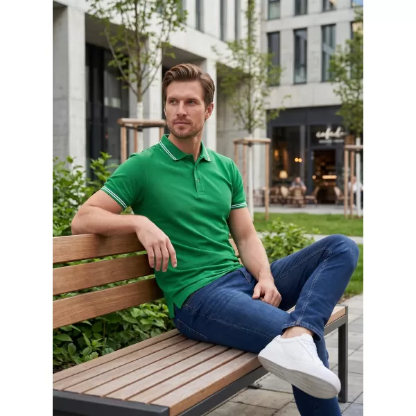  Tricou pentru bărbați cu guler ALTISPORT NoPrint NP/ALM912 VERDE MEDIU 