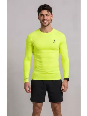Tricou de compresie funcțional premium pentru bărbați ALTISPORT VOJ/ALM000TR03 GALBEN NEON