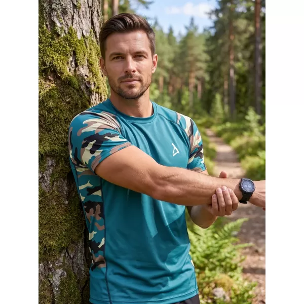  Tricou de compresie funcțional premium cu mâneci scurte pentru bărbați ALTISPORT VOJ/ALM038TR04 KEROSEN/MARO 