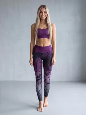 Jambiere funcționale lungi premium de damă ALTISPORT VOJ/ALW045LEG01 VIOLET/NEGRU