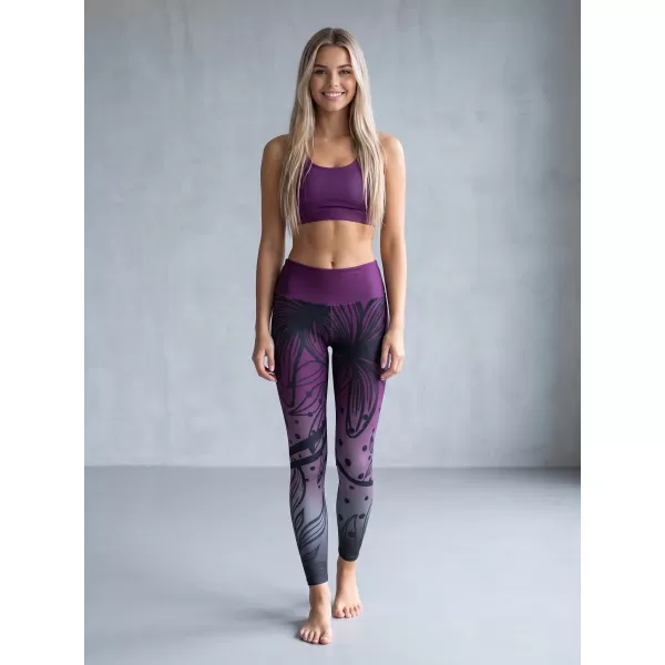  Jambiere funcționale lungi premium de damă ALTISPORT VOJ/ALW045LEG01 VIOLET/NEGRU 