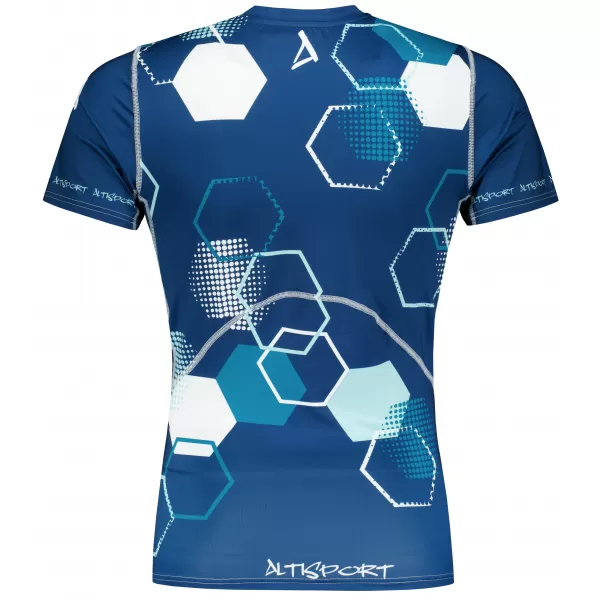  Tricou de compresie funcțional premium cu mâneci scurte pentru bărbați ALTISPORT VOJ/ALM037TR04 ALBASTRU MARIN 