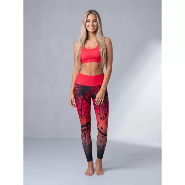  Jambiere funcționale lungi premium de damă ALTISPORT VOJ/ALW045LEG01 ROȘU ȘI NEGRU 