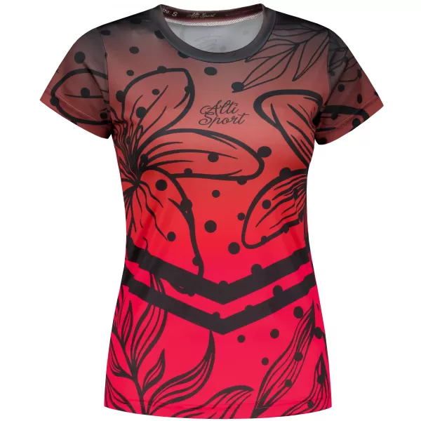  Tricou funcțional premium pentru femei ALTISPORT VOJ/ALW045TR01 ROȘU ȘI NEGRU 