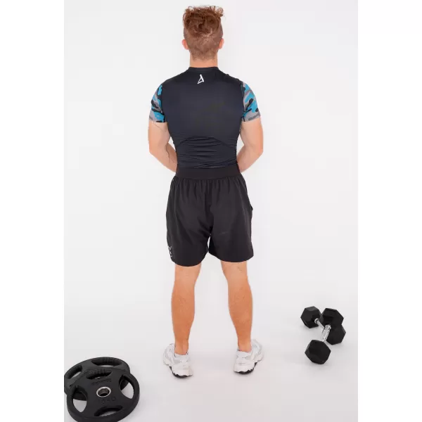 Tricou de compresie funcțional premium cu mâneci scurte pentru bărbați ALTISPORT VOJ/ALM038TR04 KEROSEN/NEGRU 