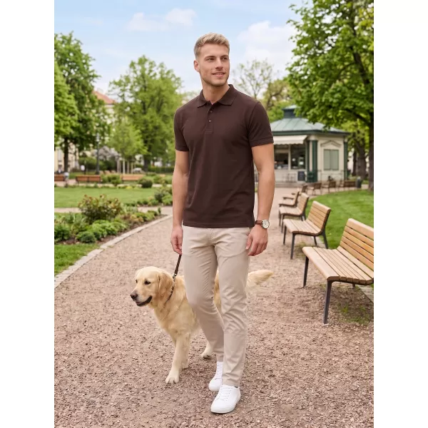  Tricou pentru bărbați cu guler ALTISPORT NoPrint NP/ALM302 CAFEA 